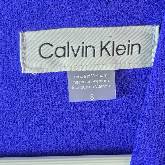 Calvin Klein Sheath Midi Dress Button-Trim Details Side-Slit Cobalt Blue Sz 8 - Picture 15 of 16